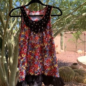 Super Cute floral ruffle tank/tunic/ blouse size M